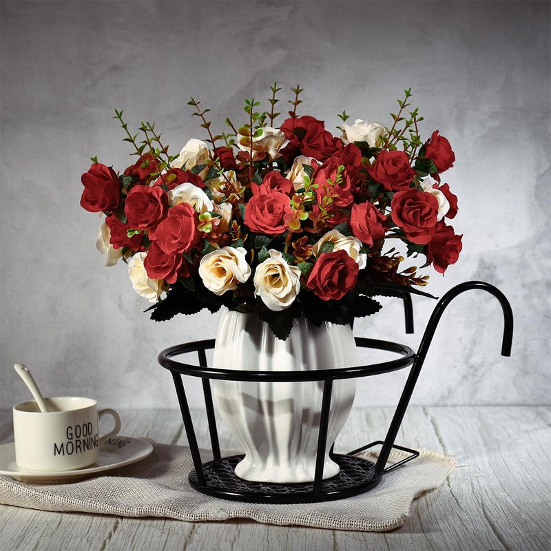 Yardwe Balcony Flower Stand, Iron Railing Planter Holder for Outdoor Plants, Hanging Planters for Fence Garden, 8.66X7.08X6.49Inch (Black) - Image 2